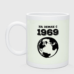 Кружка керамическая На Земле с 1969 с краской на светлом, цвет: фосфор