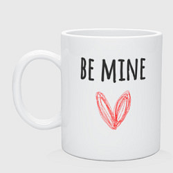 Кружка керамическая Be mine - doodle heart, цвет: белый