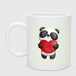 Кружка керамическая Панда держит сердечко, цвет: фосфор