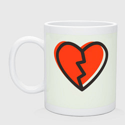 Кружка керамическая Большое расколотое сердце, цвет: фосфор