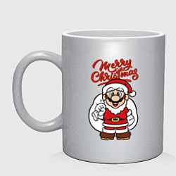 Кружка керамическая Christmas Mario, цвет: серебряный