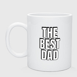 Кружка керамическая The best dad белая надпись с тенью, цвет: белый