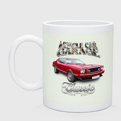 Кружка керамическая Маслкар Ford Mustang, цвет: фосфор