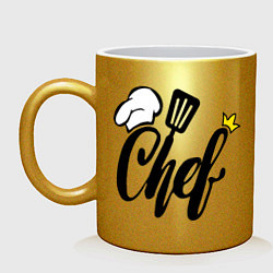 Кружка керамическая Надпись - шеф повар, цвет: золотой