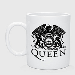 Кружка керамическая Queen - logo, цвет: белый