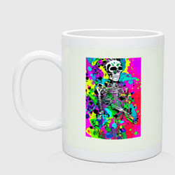 Кружка керамическая Funny skeleton - pop art, цвет: фосфор