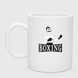 Кружка керамическая Boxing man, цвет: белый