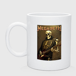 Кружка керамическая Megadeth - skeleton - heavy metal, цвет: белый