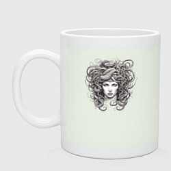 Кружка керамическая Голова медузы горгоны тату эскизы, цвет: фосфор