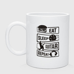 Кружка керамическая Eat sleep guitar repeat, цвет: белый