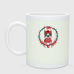 Кружка керамическая Милая новогодняя собачка, цвет: фосфор