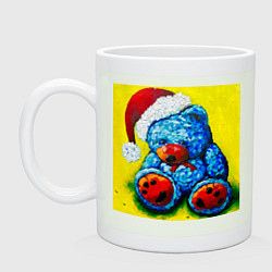 Кружка керамическая Плюшевый синий Санта мишка, цвет: фосфор