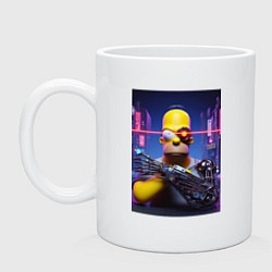 Кружка керамическая Cyber Homer Simpson - ai art, цвет: белый