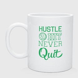 Кружка керамическая Hustle hit never quit, цвет: белый
