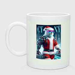 Кружка керамическая Cyber new year - cyberpunk ai art, цвет: фосфор