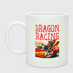 Кружка керамическая Dragon cool racer - ai art, цвет: фосфор