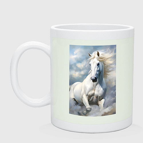 Кружка Белая лошадь на фоне неба / Фосфор – фото 1