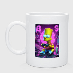 Кружка керамическая Bart Simpson - cool gamer, цвет: белый