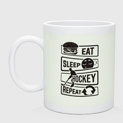 Кружка керамическая Eat sleep hockey, цвет: фосфор