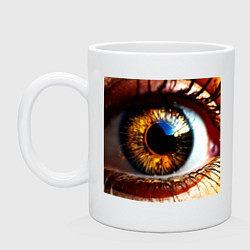 Кружка керамическая Золотой карий глаз в стиле стимпанк, цвет: белый