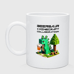Кружка керамическая Collaboration of Minecraft and beersaur - ai art, цвет: белый