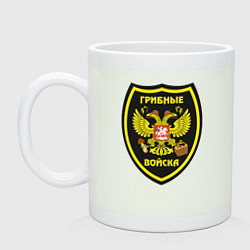 Кружка керамическая Грибные войска - эмблема, цвет: фосфор