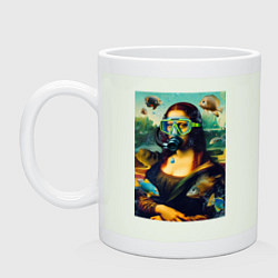 Кружка керамическая Мона Лиза под водой - нейросеть, цвет: фосфор
