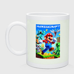 Кружка керамическая Mario in Minecraft - ai art collaboration, цвет: фосфор