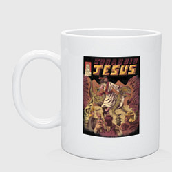 Кружка керамическая Доисторический Иисус, цвет: белый