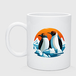 Кружка керамическая Пингвины среди льдов, цвет: белый