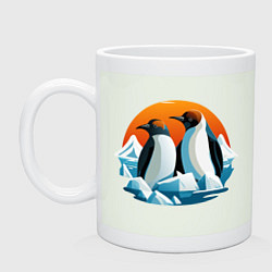 Кружка керамическая Пингвины среди льдов, цвет: фосфор