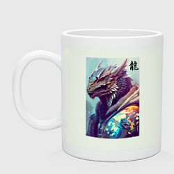Кружка керамическая Cool dragon - hieroglyph ai art, цвет: фосфор