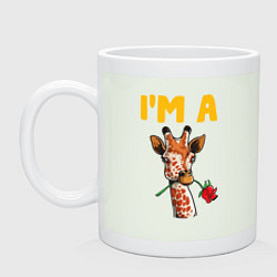 Кружка керамическая Жираф с розой, цвет: фосфор
