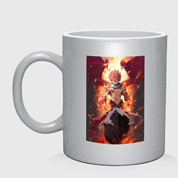 Кружка керамическая Хвост Феи Нацу Драгнил дракон, цвет: серебряный