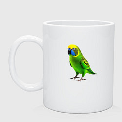 Кружка керамическая Зеленый попугай, цвет: белый