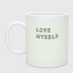 Кружка керамическая BTS love myself надпись, цвет: фосфор