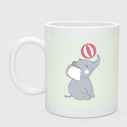 Кружка керамическая Слонёнок с мячиком, цвет: фосфор