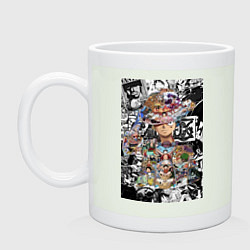 Кружка керамическая Ван-Пис Луффи коллаж, цвет: фосфор