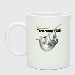Кружка керамическая Ленивец не торопись, цвет: фосфор