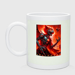 Кружка керамическая Кибер кошка ведьма - хэллоуин, цвет: фосфор