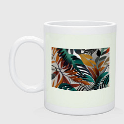 Кружка керамическая Полоски листья, цвет: фосфор