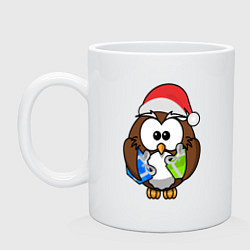 Кружка керамическая Сова Клаус, цвет: белый