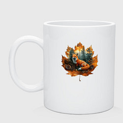 Кружка керамическая Лиса и лист, цвет: белый
