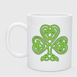 Кружка керамическая Кельтский клевер, цвет: белый