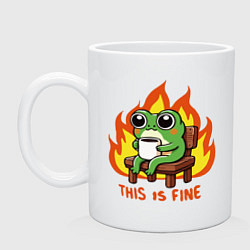 Кружка керамическая Frog - this is fine, цвет: белый