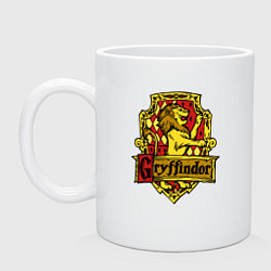 Кружка керамическая Hogwarts - gryffindor logo, цвет: белый