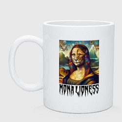 Кружка керамическая Мона Львица - фантазия, цвет: белый