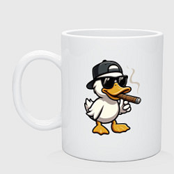 Кружка керамическая Smoking duck, цвет: белый