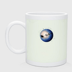 Кружка керамическая Санта на оленях - темный, цвет: фосфор