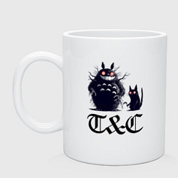 Кружка керамическая Totoro and black cat - anime, цвет: белый